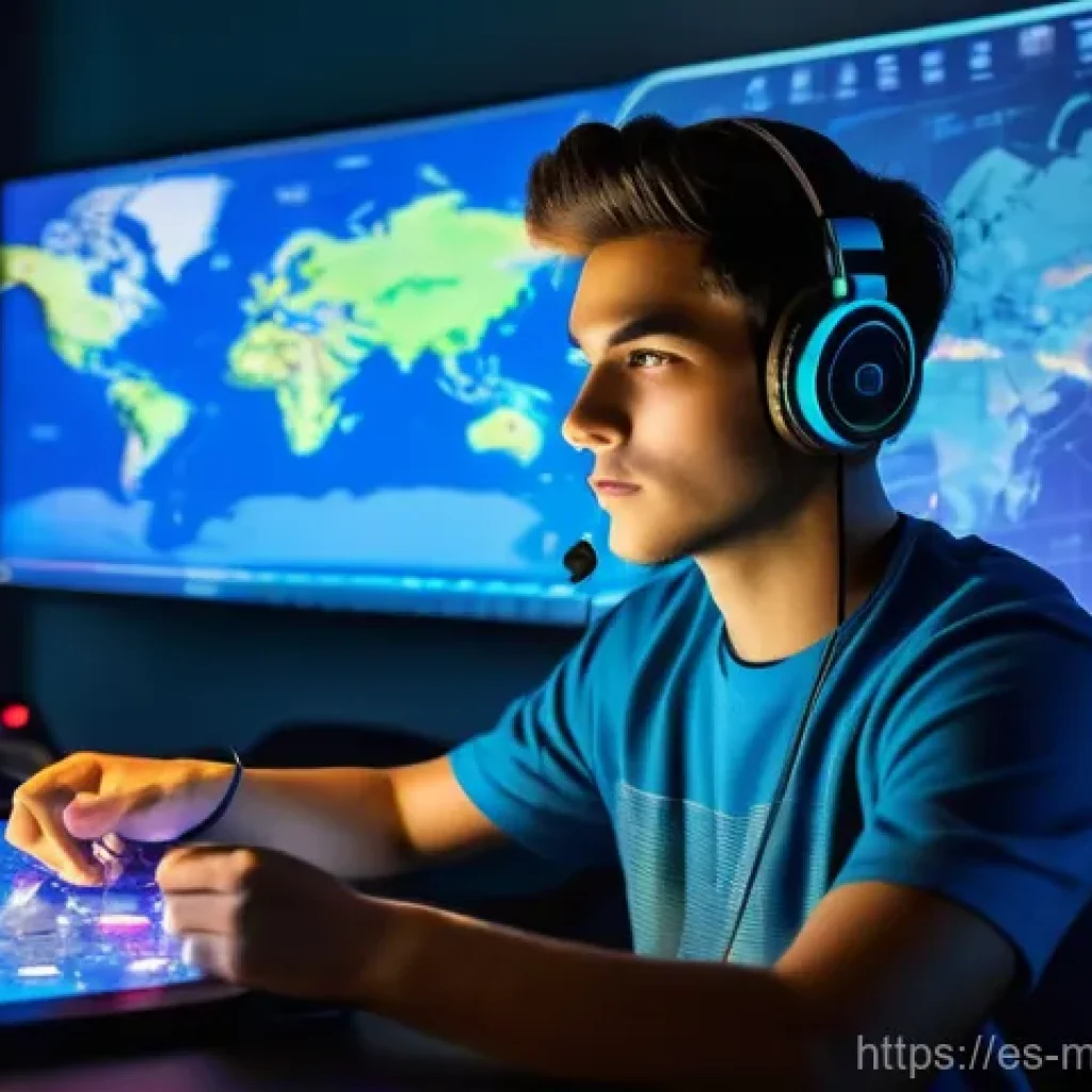 모바일게임 유튜버 추천 - **Prompt:** A young, focused male gamer, late teens to early twenties, wearing a casual t-shirt and ...