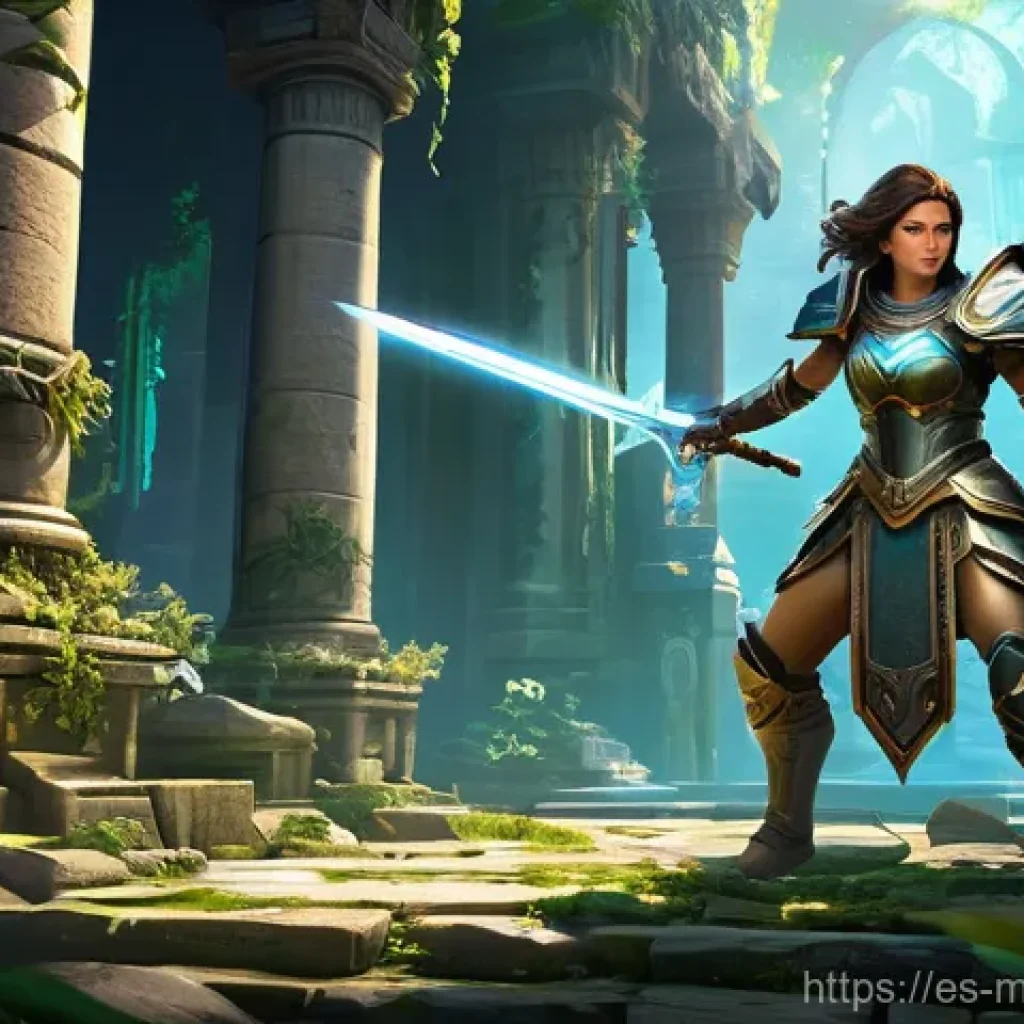 모바일게임 PvE 모드 분석 - **Prompt: "A dynamic, high-fidelity mobile game screenshot depicting a fully clothed, agile female w...