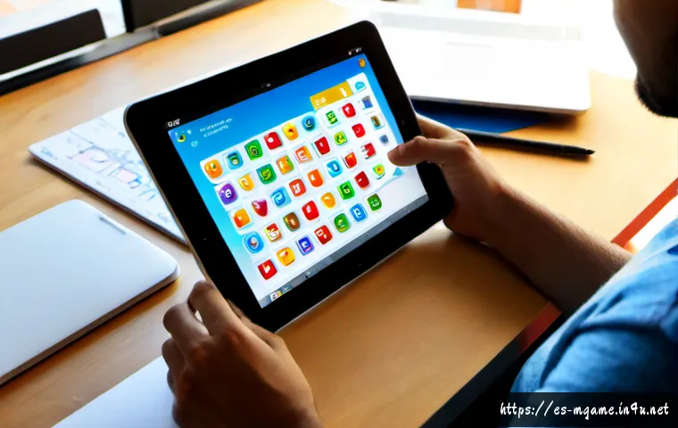 모바일게임 제작과정 - Photorealistic mobile game development workspace in a bright Spanish creative studio, a focused game...